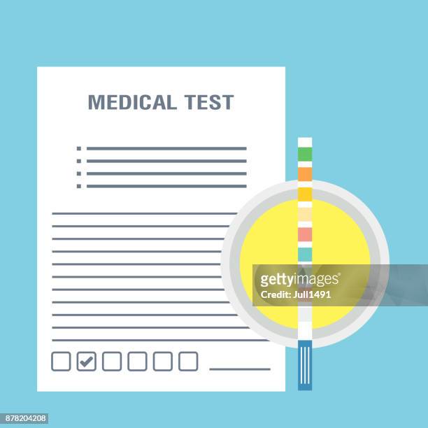 urine test strip. medical examination. - diabetes stock illustrations