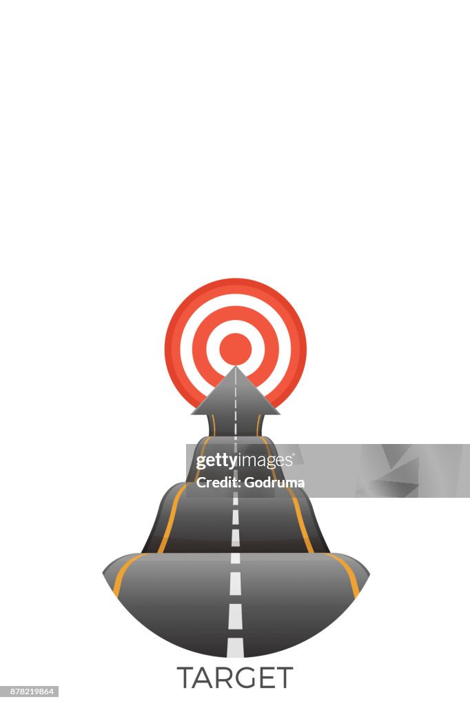 Way Until Target Target At End Of Bumpy Road Going To Goal Vector High-Res Vector ...