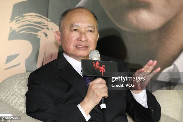 Director John Woo promotes film "Manhunt" on November 23, 2017 in Taipei, Taiwan of China.