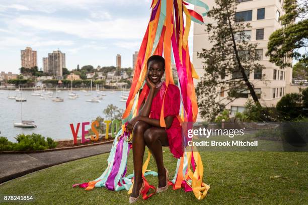 Adut Akech attends the Swarovski Rainbow Paradise Spring Summer 18 Collection Launch on November 24, 2017 in Sydney, Australia.