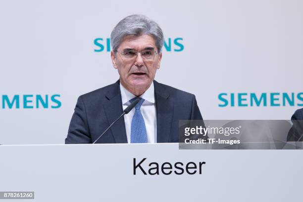 Joe Kaeser speaks during the annual results press conference on November 9, 2017 in Munich, Germany.