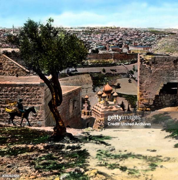 On the Mount of Olives where Christ cried about Jerusalem, 1920s.