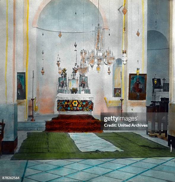 Church, where once was a synagogue where Jesus explained the Holy Scripture at Nazareth, 1920s.