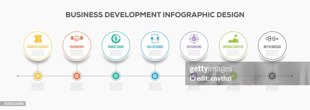 Business Development Infographics Timeline Design with Icons