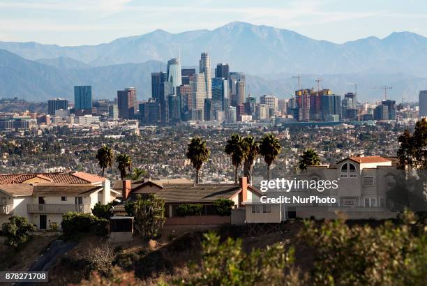 View of Los Angeles, California on November 23, 2017. This Thanksgiving is the hottest on record in Los Angeles. By noon the recorded temperature in...