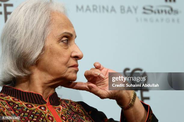 Actress, Waheeda Rehman attends In Conversation: The Song of Scorpions during The Singapore International Film Festival at the ArtScience Museum on...