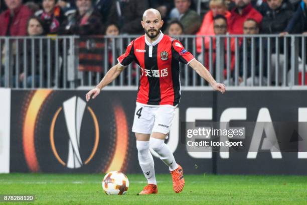 Christophe Jallet of Nice during europa league match between OGC Nice and Zulte Waregem at Allianz Riviera Stadium on November 23, 2017 in Nice,...