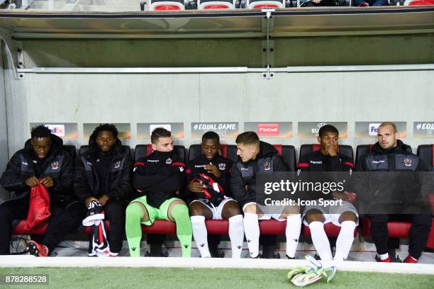 Arnaud Lusamba, Adrien Tameze, Yoan Cardinale, Nampalys Mendy, Remi Walter, Marlon and Wesley Sneijder during europa league match between OGC Nice...