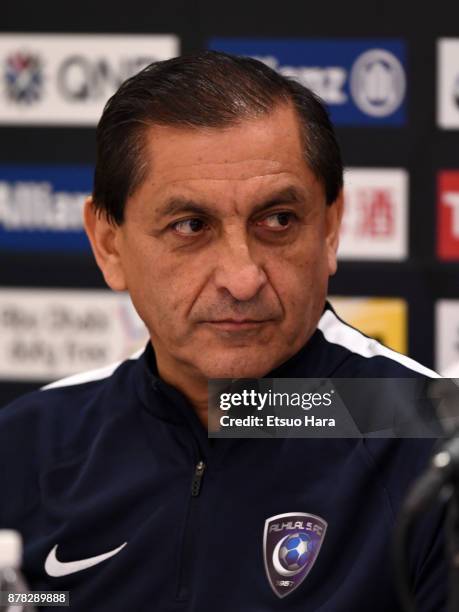 Head coach Ramon Diaz of Al Hilal attends a press conference ahead of the AFC Champions League Final second leg match between Urawa Red Diamonds and...