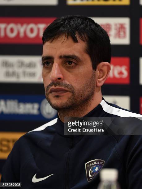 Yasser Al Qahtani of Al Hilal attends a press conference ahead of the AFC Champions League Final second leg match between Urawa Red Diamonds and...