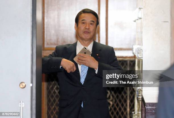 Liberal Democratic Party lawmaker Noboru Kamitani is seen after a session of the Lower House Cabinet Committee meeting at the Diet building on...