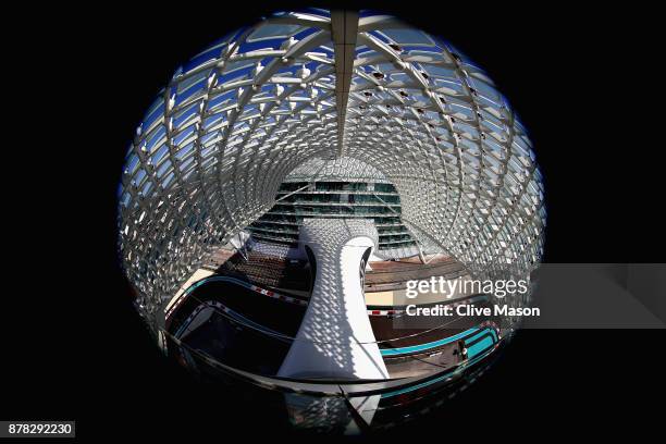 Lewis Hamilton of Great Britain driving the Mercedes AMG Petronas F1 Team Mercedes F1 WO8 on track during practice for the Abu Dhabi Formula One...