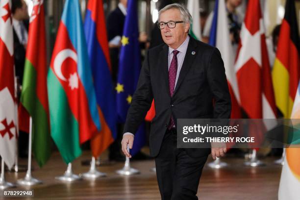 European Commission President Jean-Claude Juncker arrives for an ?EU Eastern Partnership summit with six eastern partner countries at the European...