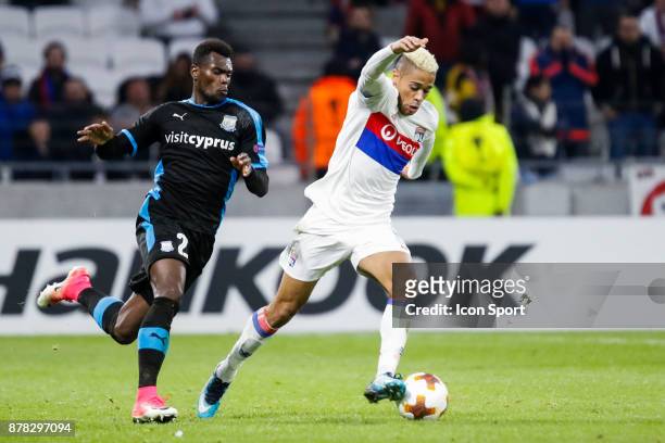 Mariano Diaz of Lyon and Jander of Limassol during europa league match between Olympique Lyonnais and Apollon Limassol at Parc Olympique on November...