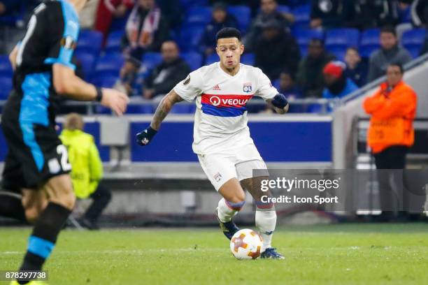 Memphis Depay of Lyon during europa league match between Olympique Lyonnais and Apollon Limassol at Parc Olympique on November 23, 2017 in Lyon,...