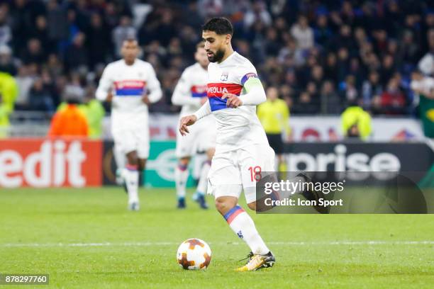 Nabil Fekir of Lyon during europa league match between Olympique Lyonnais and Apollon Limassol at Parc Olympique on November 23, 2017 in Lyon, France.