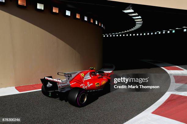 Kimi Raikkonen of Finland driving the Scuderia Ferrari SF70H on track during practice for the Abu Dhabi Formula One Grand Prix at Yas Marina Circuit...