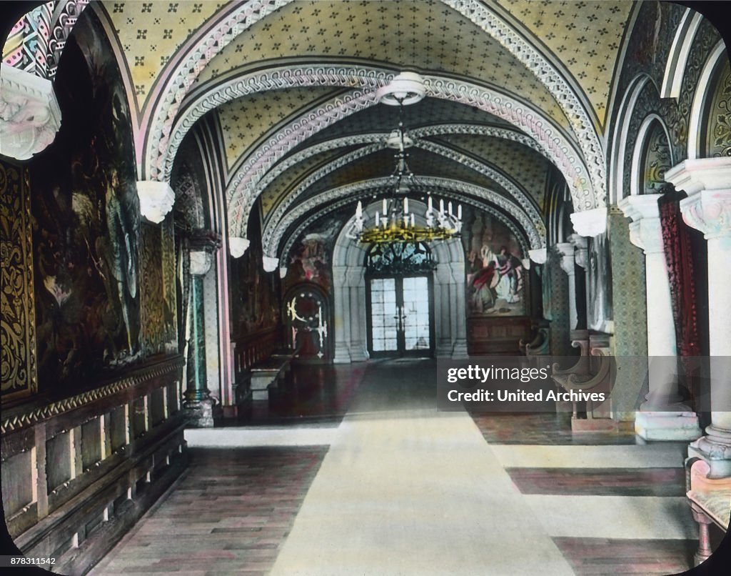 Hallway inside Neuschwanstein castle at Bavaria.