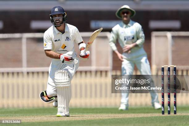 Glenn Maxwell of Victoria bats during day one of the Sheffield Shield match between New South Wales and Victoria at North Sydney Oval on November 24,...