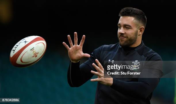 Wales player Rhys Webb in action during training ahead of their International tomorrow against The New Zealand All Blacks at Principality Stadium on...