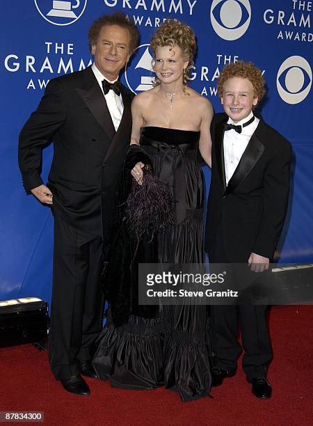 Art Garfunkel with his wife Kim and son James