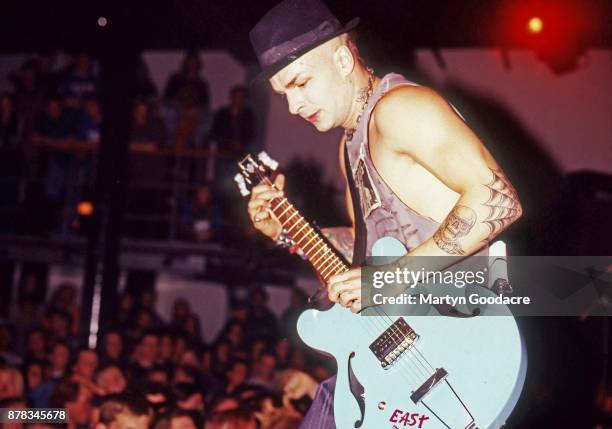 Tim Armstrong of Rancid performs on stage at Paradiso, Amsterdam, Netherlands, 1995.