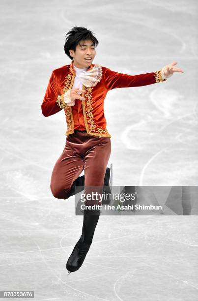 Hiroaki Sato of Japan competes in the Men's Singles Free Skating during day two of the ISU Grand Prix of Figure Skating NHK Trophy at Osaka Municipal...