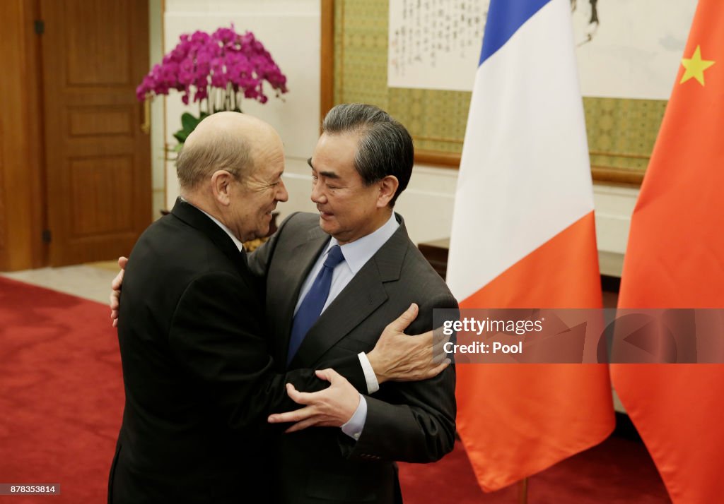 China's Foreign Minister Wang Yi Meets French Foreign Minister Jean-Yves Le Drian