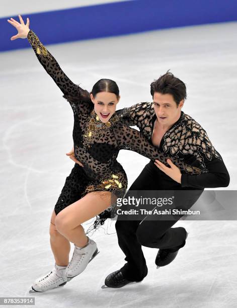 Tessa Virtue and Scott Moir of Canada compete in the Ice Dance Short Dance during day two of the ISU Grand Prix of Figure Skating NHK Trophy at Osaka...