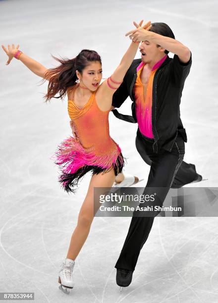 Kana Muramoto and Chris Reed of Japan compete in the Ice Dance Short Dance during day two of the ISU Grand Prix of Figure Skating NHK Trophy at Osaka...