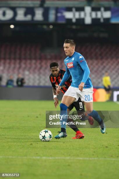 Piotr Zielinski during soccer match between SSC Napoli and FC Shakhtar Donetsk at San Paolo Stadium in Napoli. Final result Napoli vs. FC Shakhtar...