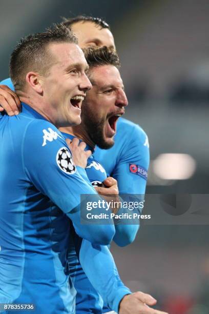 Piotr Zielinski and Dries Mertens Soccer match between SSC Napoli and FC Shakhtar Donetsk at San Paolo Stadium in Napoli. Final result Napoli vs. FC...