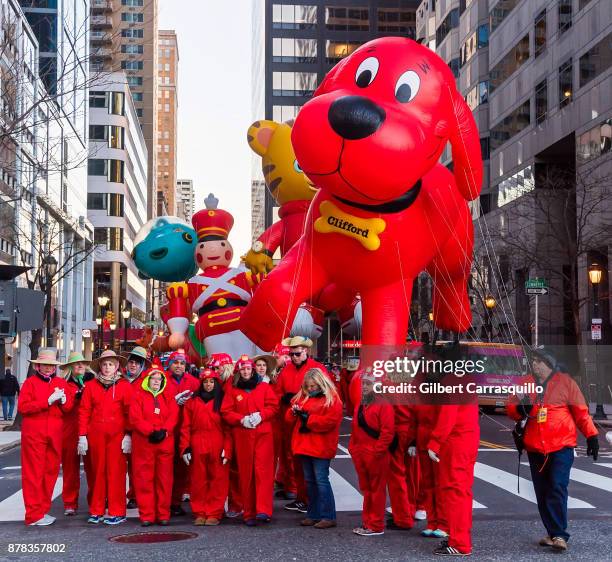 Clifford The Big Red Dog balloon during the 98th Annual 6abc/Dunkin' Donuts Thanksgiving Day Parade on November 23, 2017 in Philadelphia,...
