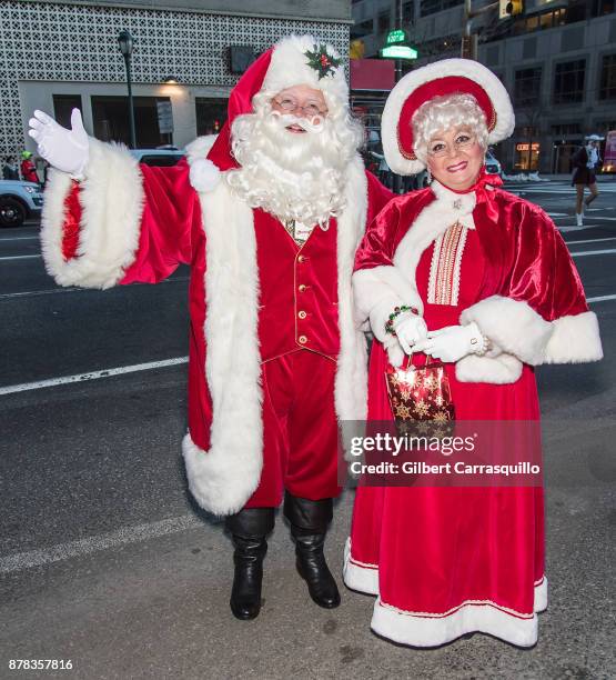 Santa Claus and Mrs. Claus attend the 98th Annual 6abc/Dunkin' Donuts Thanksgiving Day Parade on November 23, 2017 in Philadelphia, Pennsylvania.