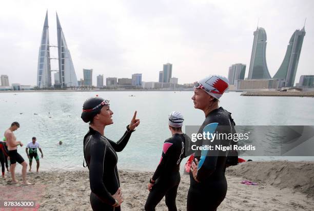 Athletes during practice for IRONMAN 70.3 Middle East Championship Bahrain on November 24, 2017 in Bahrain, Bahrain.