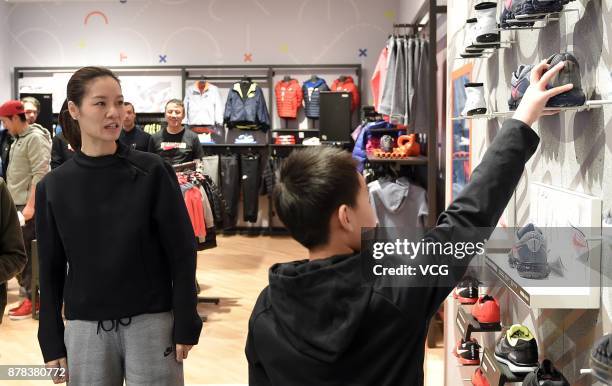 Retired tennis player Li Na attends the commercial event of Nike on November 24, 2017 in Shanghai, China.