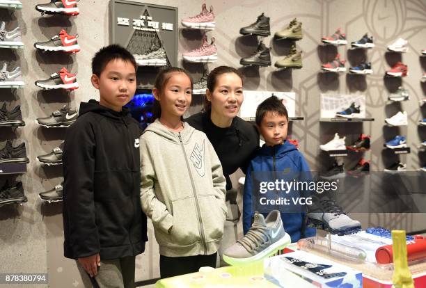 Retired tennis player Li Na attends the commercial event of Nike on November 24, 2017 in Shanghai, China.