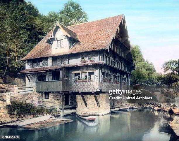 Historical house "zur Treib" was mentioned in 1482, Switzerland, ca. 1910s.