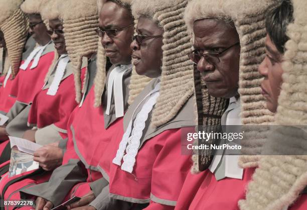 Chief judges of the Supreme Court during a ceremony to Emmerson Mnangagwa in Harare on November 24, 2017. Emmerson Mnangagwa was sworn in as...