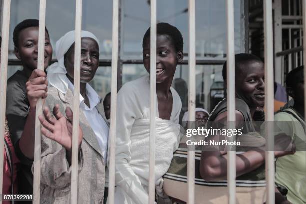 The crowd cheers and dances at the presidential inauguration ceremony of Emmerson Mnangagwa in Harare, Zimbabwe, Friday, November 24, 2017. Mnangagwa...