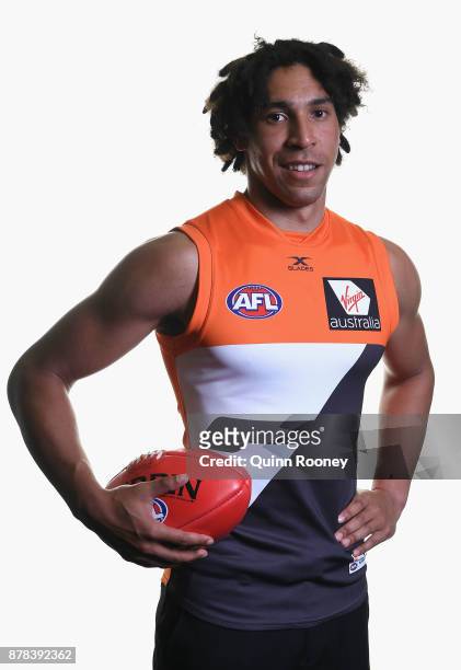 Aiden Bonar of the Giants poses during the 2017 AFL Draft at Sydney Showgrounds on November 24, 2017 in Sydney, Australia.