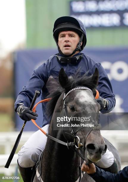 Michael Owen riding Calder Prince after finishing second in The Prince's Countryside Fund Charity Race during the PCF Racing Weekend and Shopping...