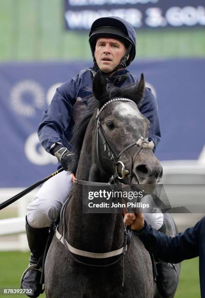 Michael Owen riding Calder Prince after finishing second in The Prince's Countryside Fund Charity Race during the PCF Racing Weekend and Shopping...
