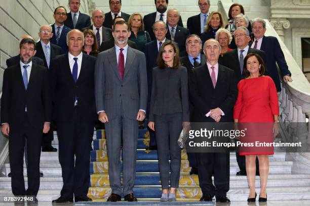 Alberto Nadal King Felipe VI of Spain and Queen Letizia of Spain meet the board of the National Library on November 24, 2017 in Madrid, Spain.