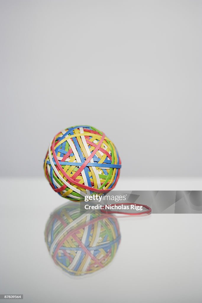 Rubber band ball and single rubber band