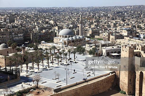 view from citadel, aleppo, syria - aleppo citadel foto e immagini stock