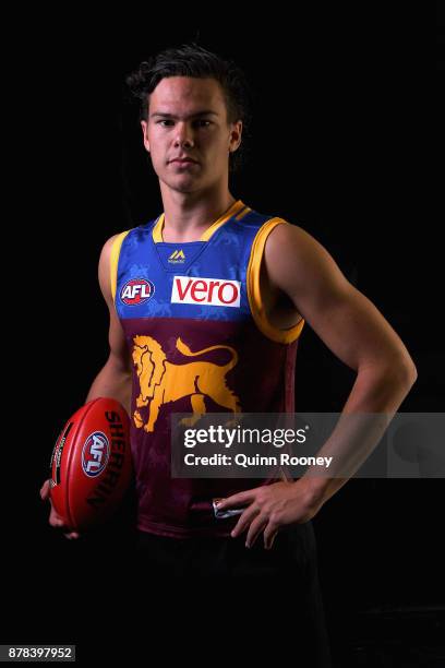 Cameron Rayner of the Lions poses during the 2017 AFL Draft at Sydney Showgrounds on November 24, 2017 in Sydney, Australia.