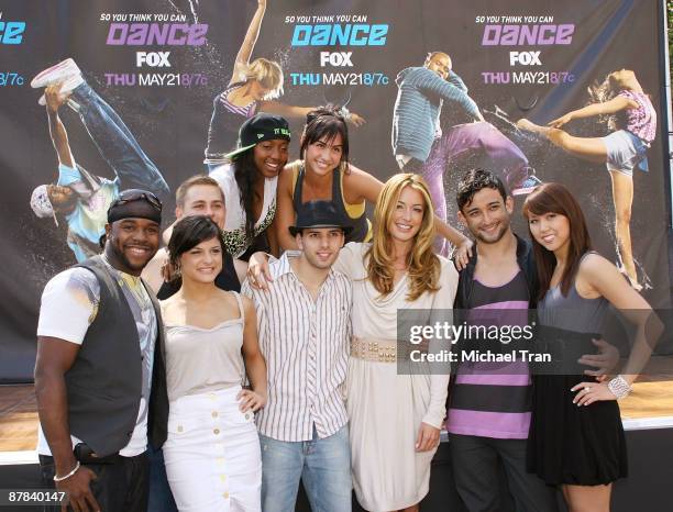 Television personality Cat Deeley and the dancers from the last season "So You Think You Can Dance" attend the "So You Think You Can Dance-Off" dance...