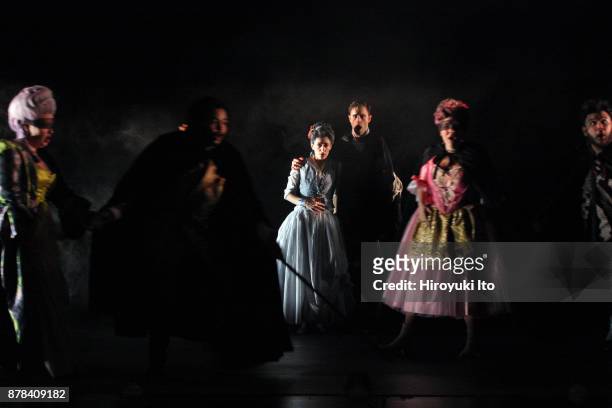 From left, Kathryn Henry, Joshua Blue, Tamara Banjesevic, Jacob Scharfman, Christine Taylor Price and Charles Sy in Mozart's "La finta giardiniera"...