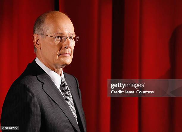 News anchor Harry Smith speaks onstage during the Visa Signature Tony Awards season celebration at The Hudson Theatre on May 18, 2009 in New York...